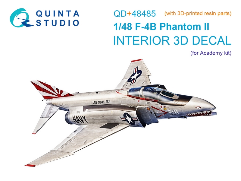 QD+48485  декали  3D Декаль интерьера F-4B Phantom II (Academy) (c 3D-печатными деталями)  (1:48)