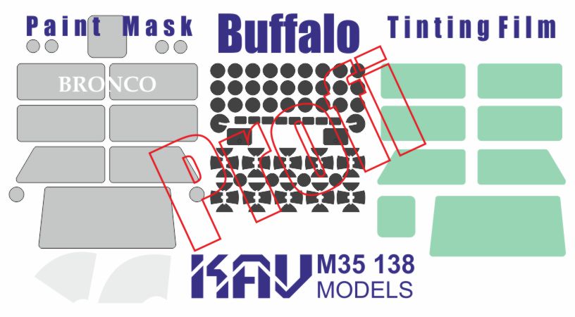 KAV M35 138  Маски окрасочные  Окрасочная маска Buffalo MPCV (Bronco) ПРОФИ  (1:35)