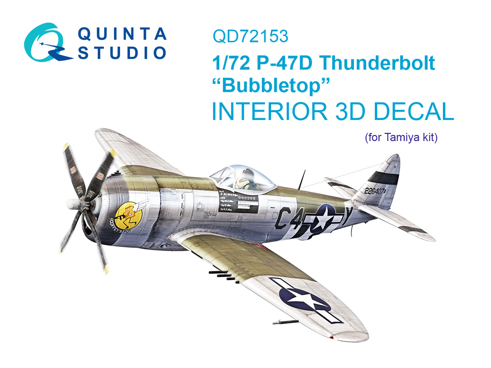 QD72153  декали  3D Декаль интерьера кабины P-47D Thunderbolt Bubbletop (Tamiya)  (1:72)