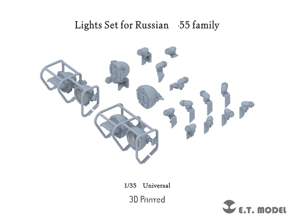 P35-268  дополнения из смолы  Lights Set for Russian Танк-55 Family  (1:35)