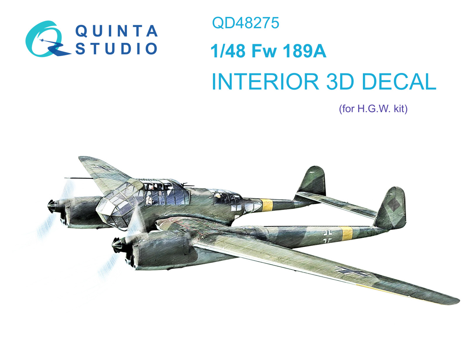 QD48275  декали  3D Декаль интерьера Fw 189A (GWH)  (1:48)