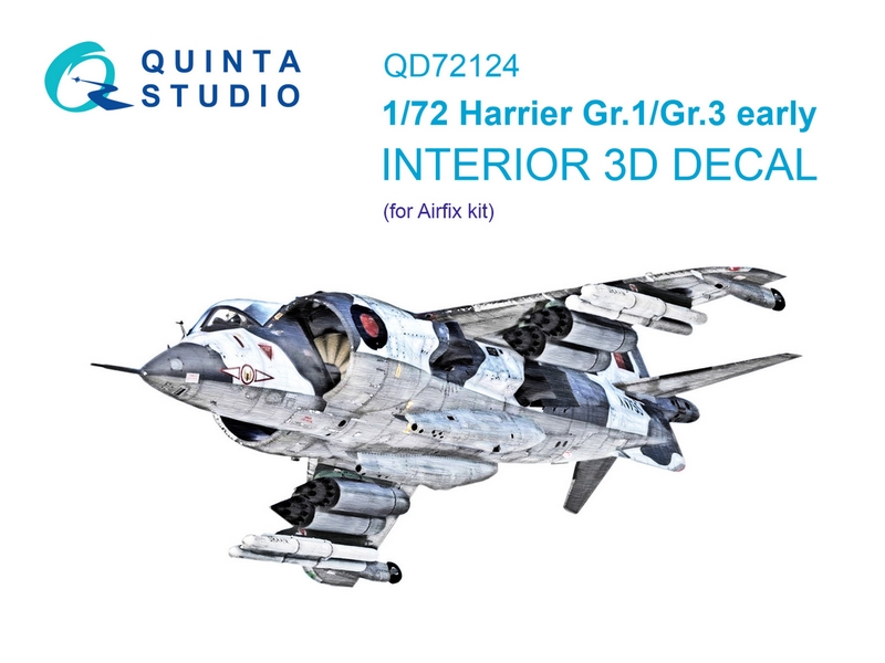 QD72124  декали  3D Декаль интерьера кабины Harrier Gr.1/GR.3 early (Airfix)  (1:72)