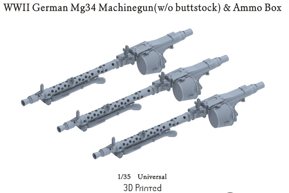 P35-214  дополнения из смолы  German WWII MG34 - Machinegun w/o buttstock  (1:35)