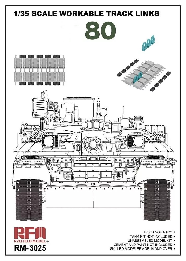 RM-3025  траки наборные  Танк-80 Workable Track Links  (1:35)