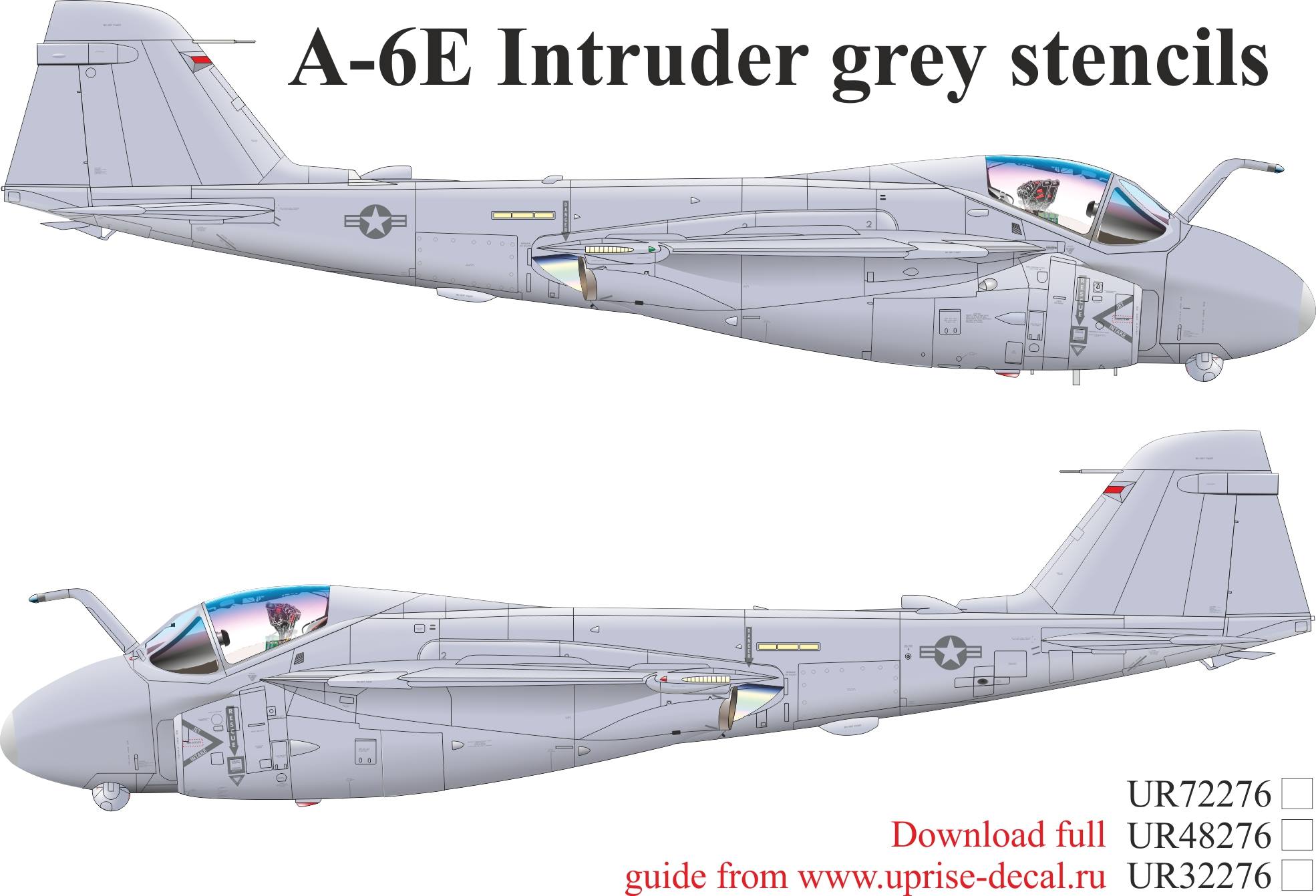 UR32276  декали  A-6 Intruder Grey stencils  (1:32)