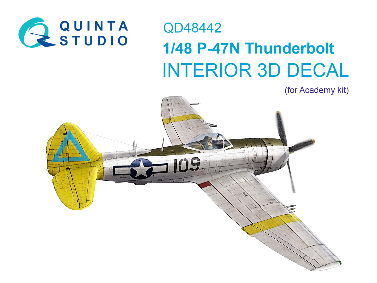 QD48442  декали  3D Декаль интерьера кабины P-47N Thunderbolt (Academy)  (1:48)