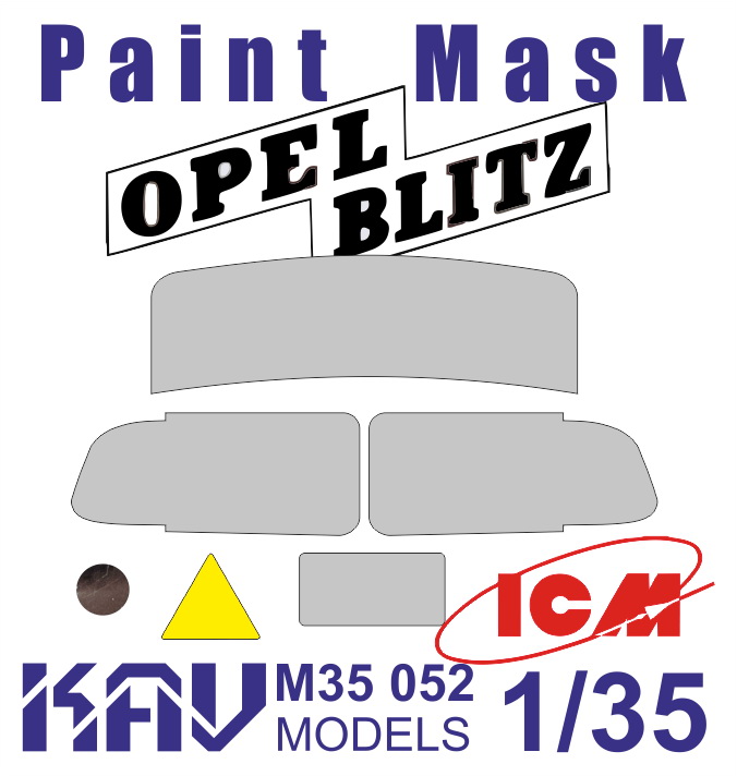 KAV M35 052  Маски окрасочные  Маска на остекление Opel Blitz (ICM)  (1:35)