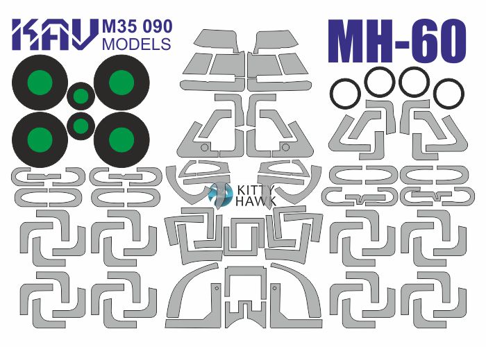 KAV M35 090  Маски окрасочные  Окрасочная маска на MH-60 (Kitty Hawk)  (1:35)