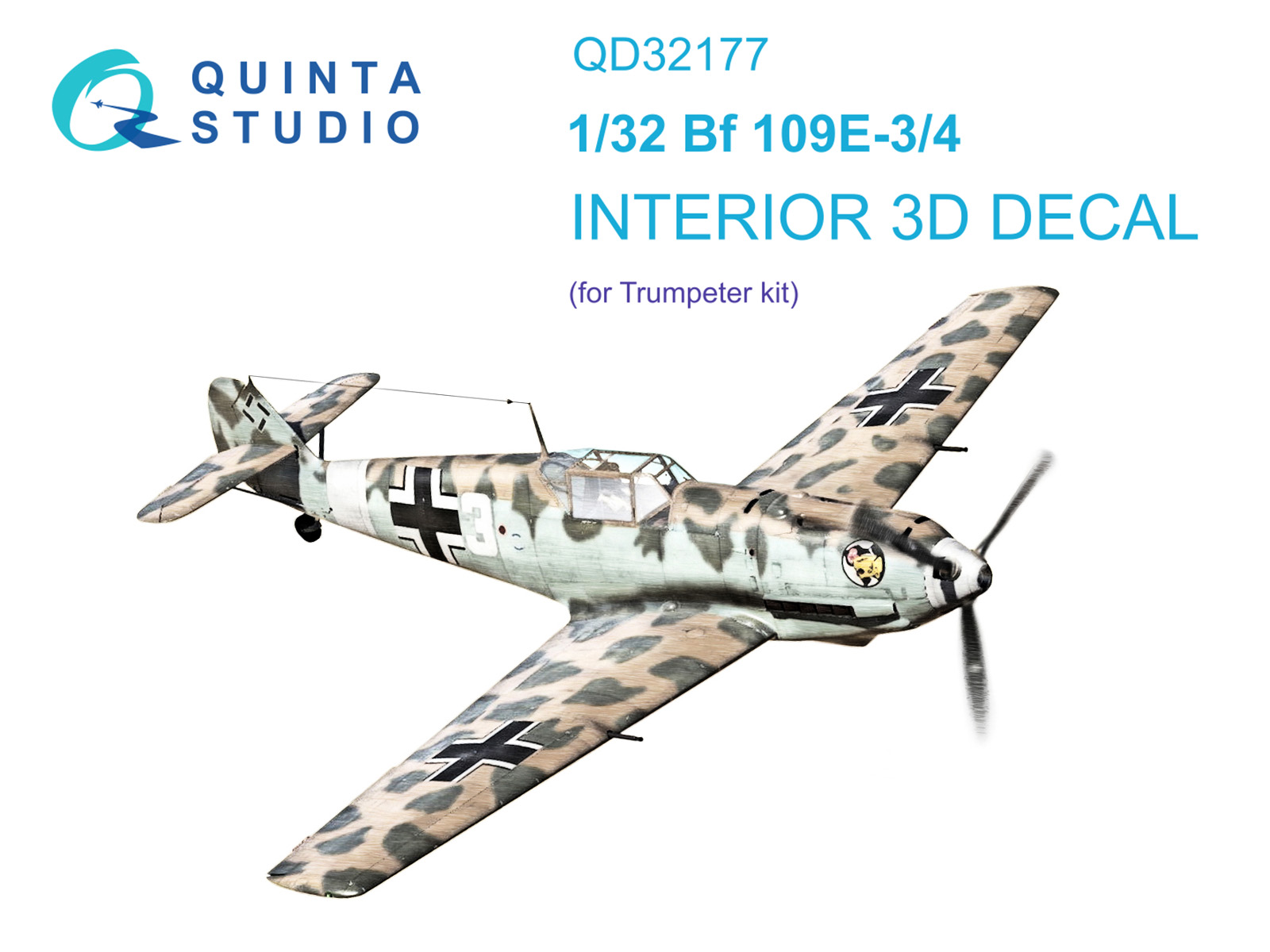 QD32177  декали  3D Декаль интерьера кабины Bf 109E3/4 (Trump)  (1:32)