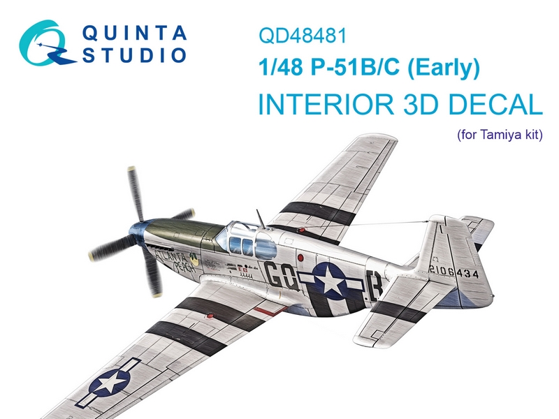 QD48481  декали  3D Декаль интерьера кабины P-51B/C (ранний) (Tamiya)  (1:48)