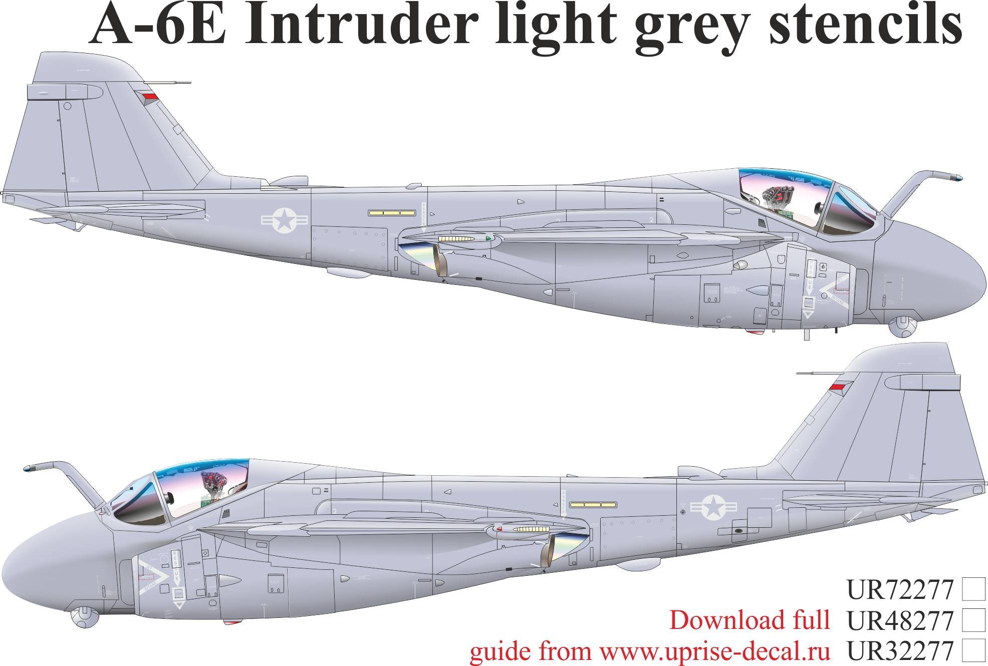 UR72277  декали  A-6 Intruder Light Grey stencils  (1:72)