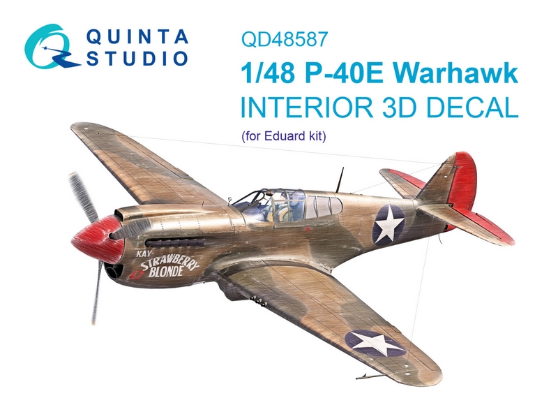 QD48587  декали  3D Декаль интерьера кабины P-40E Warhawk (Eduard)  (1:48)