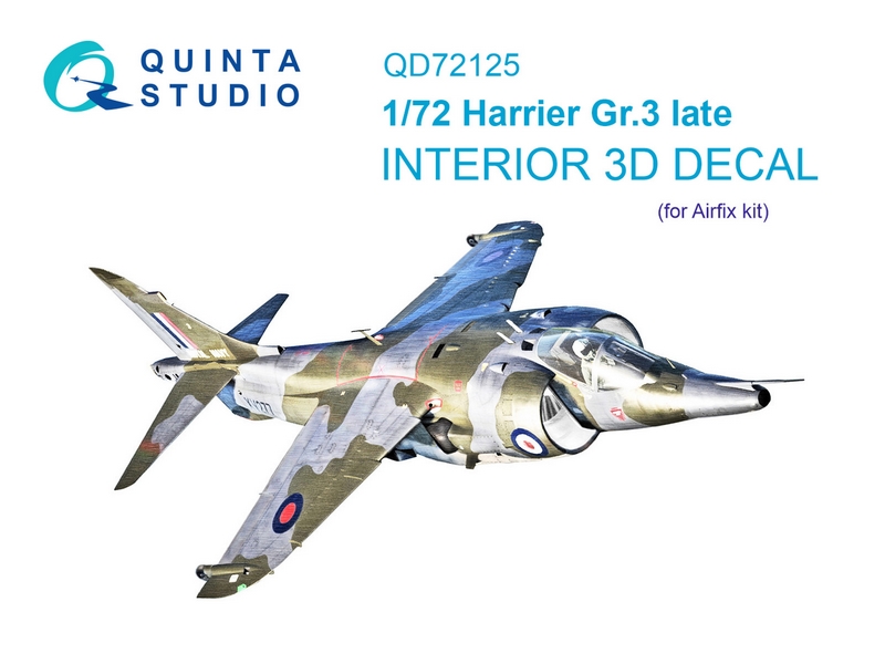 QD72125  декали  3D Декаль интерьера кабины Harrier Gr.1/GR.3 late (Airfix)  (1:72)