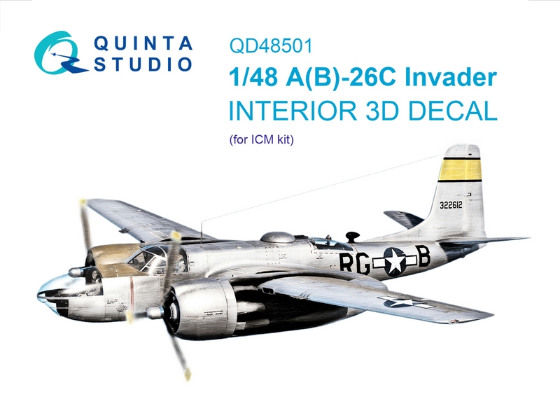 QD48501  декали  3D Декаль интерьера кабины A-26C Invader (ICM)  (1:48)