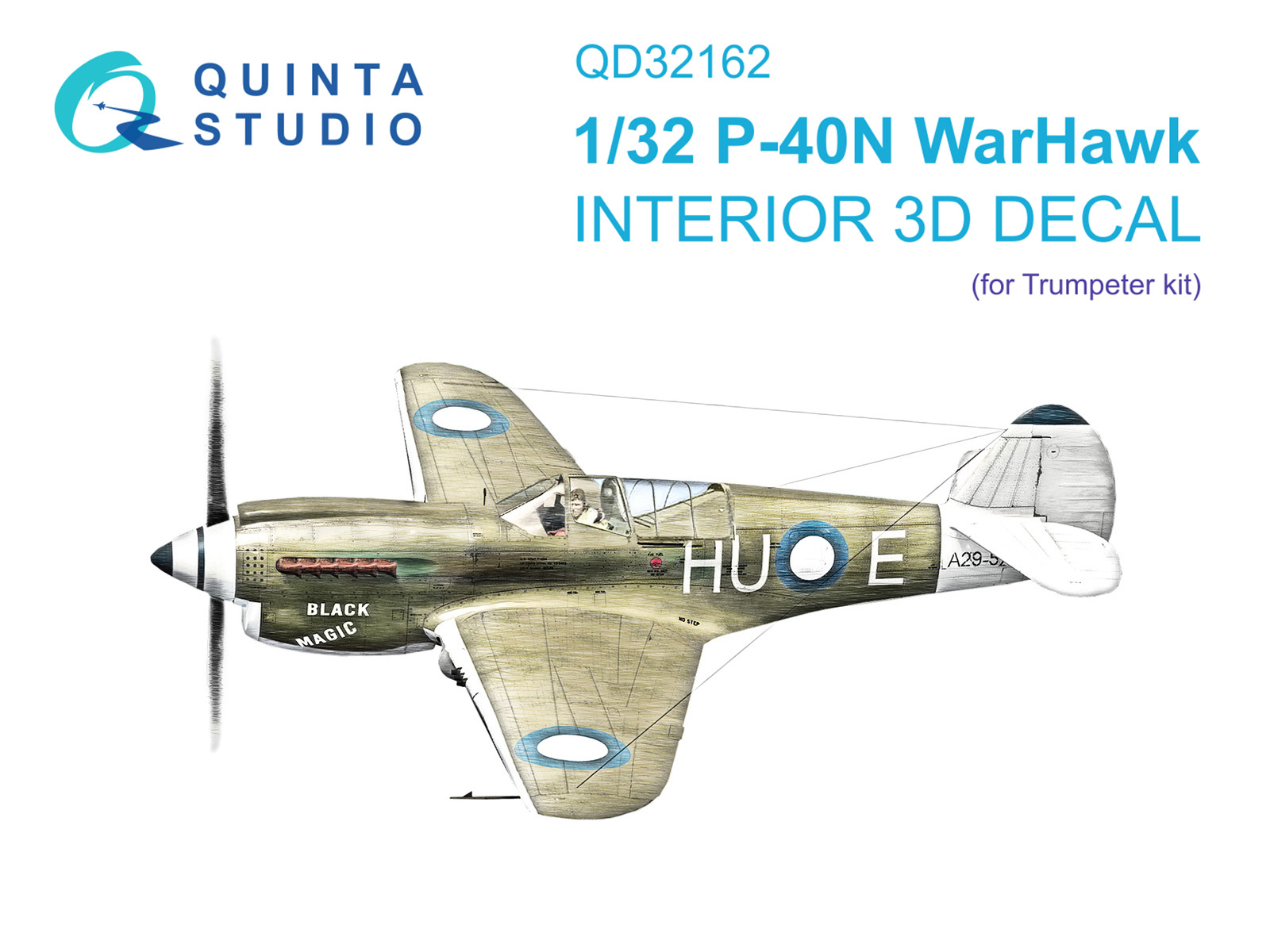 QD32162  декали  3D Декаль интерьера кабины P-40N Warhawk (Trump)  (1:32)