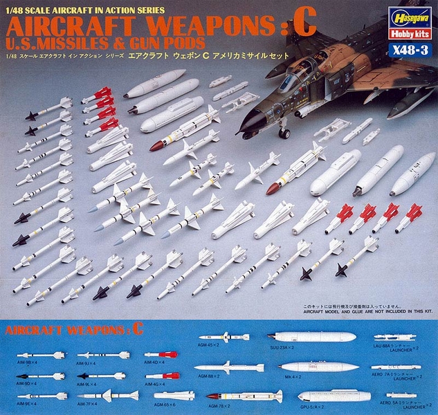 36003  дополнения из пластика  Aircraft Weapons: C. U.S Missiles & Gun Pods  (1:48)
