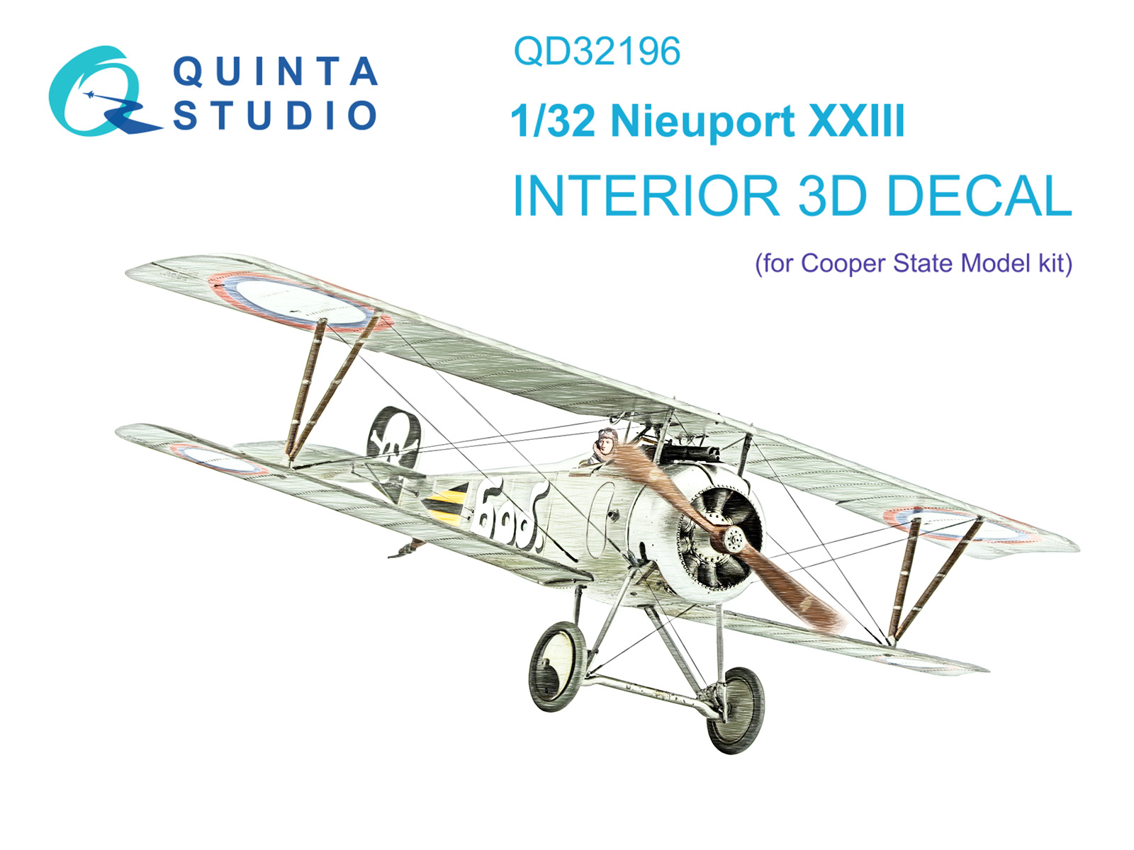 QD32196  декали  3D Декаль интерьера кабины Nieuport XXIII (CSM)  (1:32)