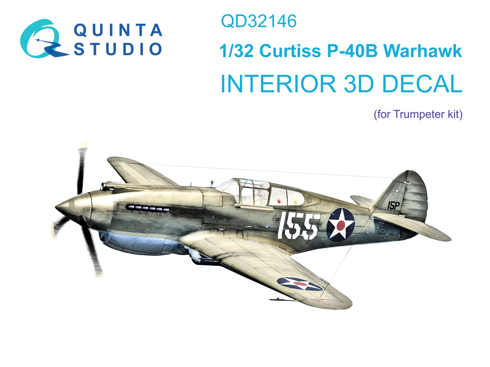 QD32146  декали  3D Декаль интерьера кабины P-40B Warhawk (Trump)  (1:32)