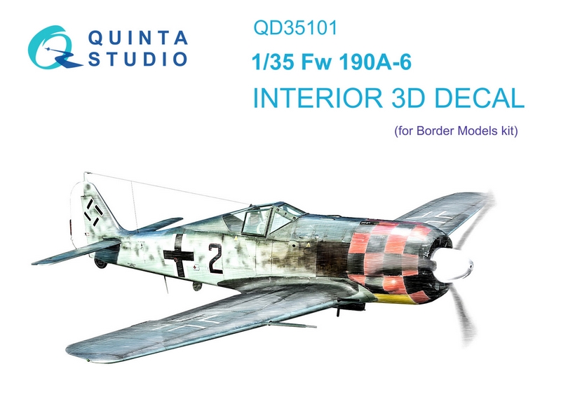QD35101  декали  3D Декаль интерьера кабины FW 190A-6 (Border Model)  (1:35)
