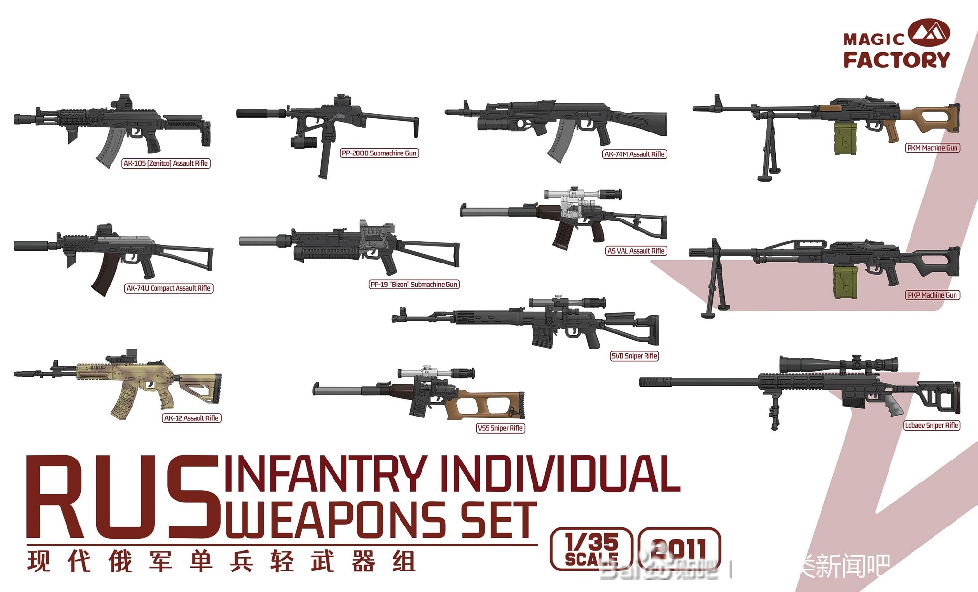 2011  наборы для диорам  RUS Infantry individual weapons set  (1:35)