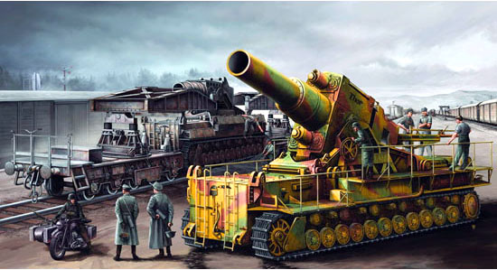 00209  техника и вооружение  Morser Karl-Gerat 040/041 on railway transport carrier  (1:35)