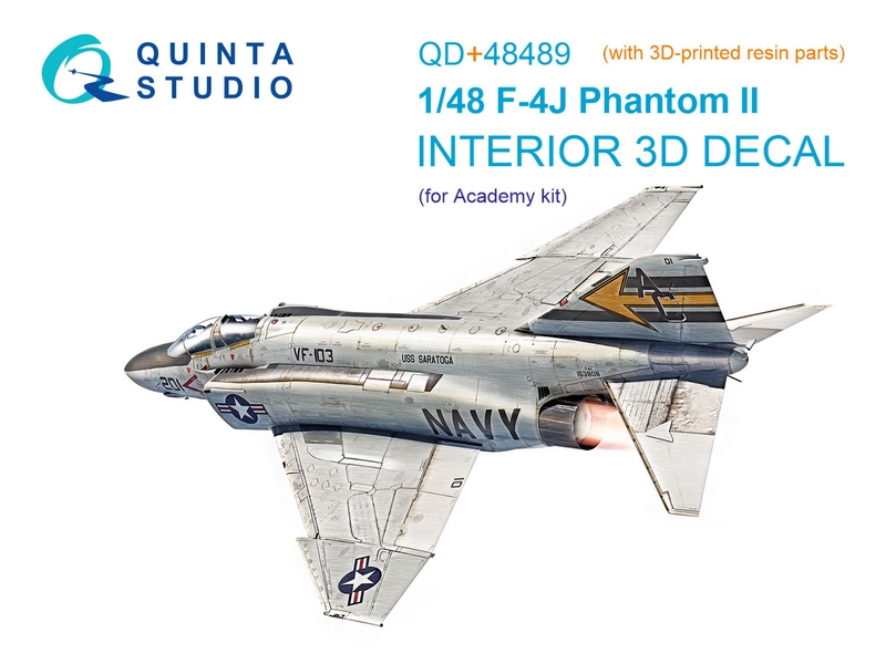 QD+48489  декали  3D Декаль интерьера F-4J Phantom II (Academy) (c 3D-печатными деталями)  (1:48)