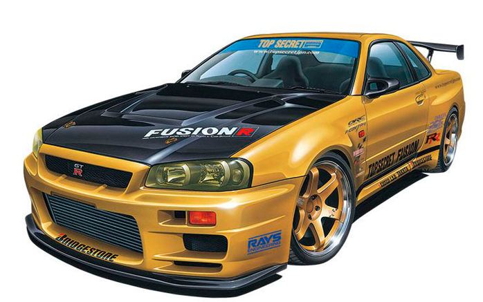 05304  автомобили и мотоциклы  Top Secret BNR34 Skyline GT-R'02  (1:24)