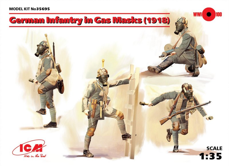 35695  фигуры  German infantry in gas masks  (1:35)