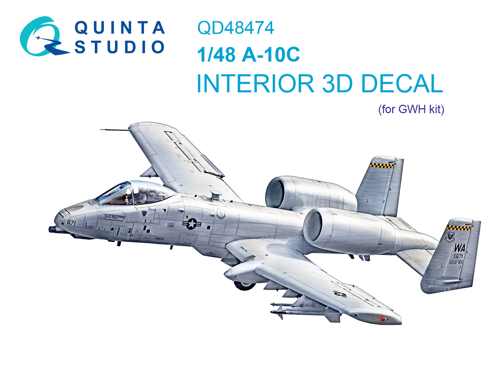 QD48474  декали  3D Декаль интерьера кабины A-10C (GWH)  (1:48)