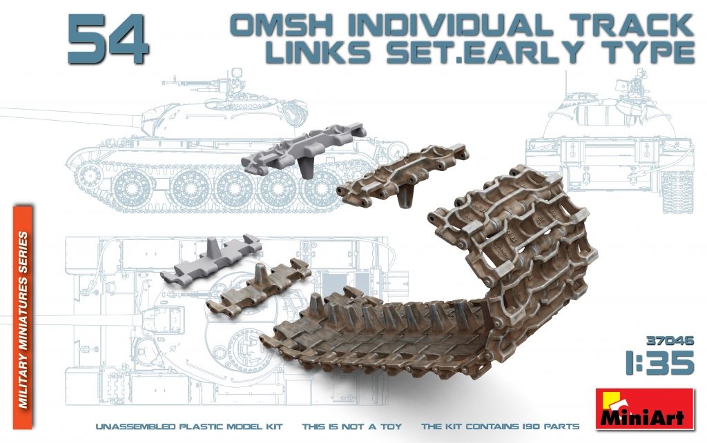 37046  траки наборные  Танк-54 OMSH INDIVIDUAL TRACK LINKS SET. EARLY TYPE  (1:35)