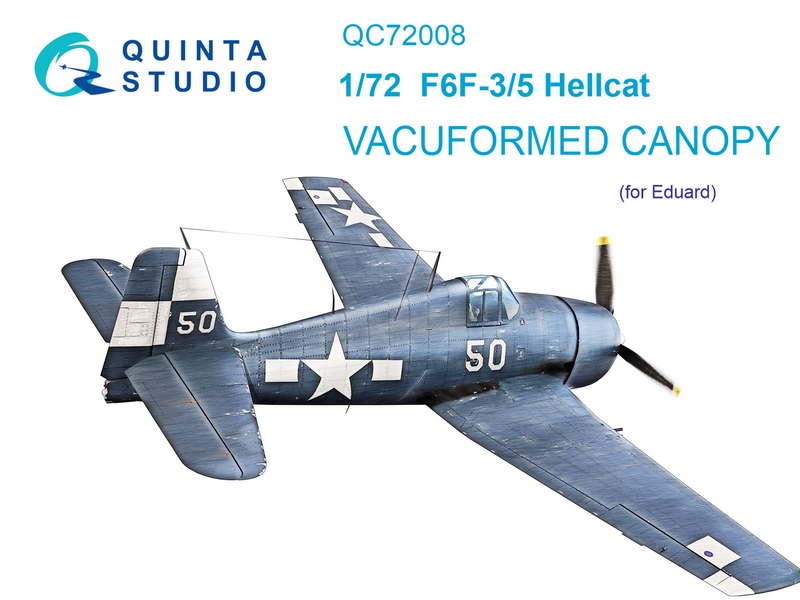 QC72008  дополнения из пластика Набор остекления F6F-3/5 Hellcat (Eduard)  (1:72)