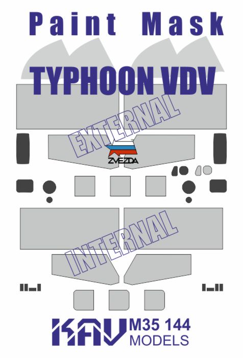 KAV M35 144  Маски окрасочные  Окрасочная маска на Тайфун ВДВ (Звезда)  (1:35)