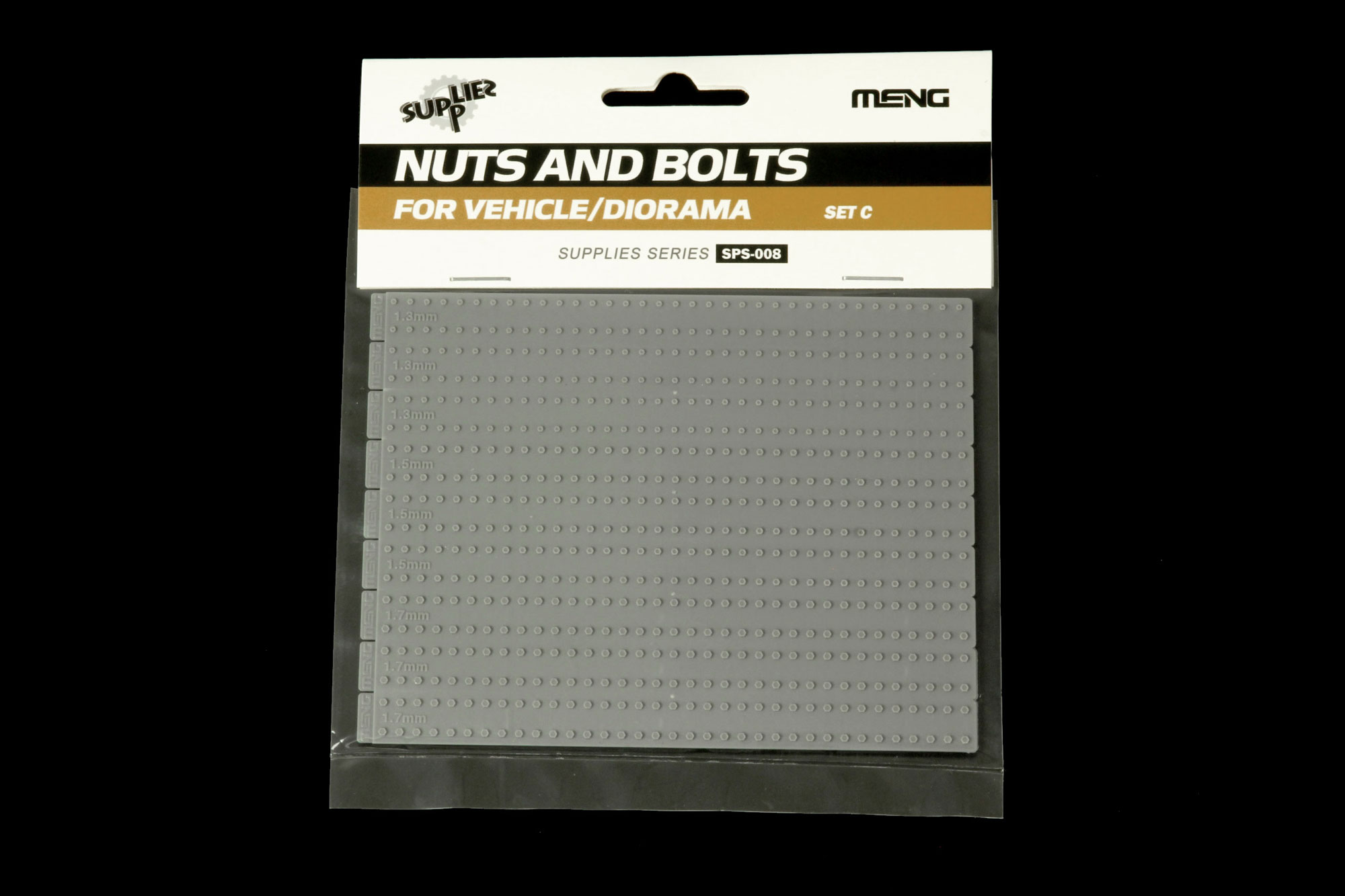 SPS-008  дополнения из пластика  Nuts and Bolts SET C 156 pcs. each size -1.3 / 1.5 / 1.7 mm  (1:35)