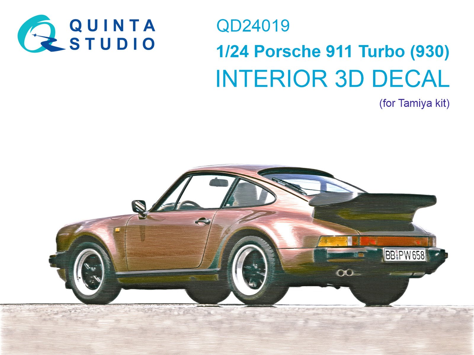 QD24019  декали  3D Декаль интерьера кабины Porsche 911 Turbo (930) (Tamiya)  (1:24)