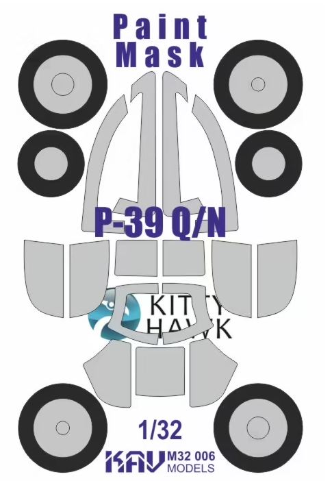 KAV M32 006  инструменты для работы с краской  Окрасочная маска на P-39 Q/N (Zimi Model)  (1:32)