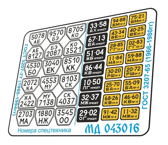 МД 043016  фототравление  Номера на трактора и прицепы  (1:43)