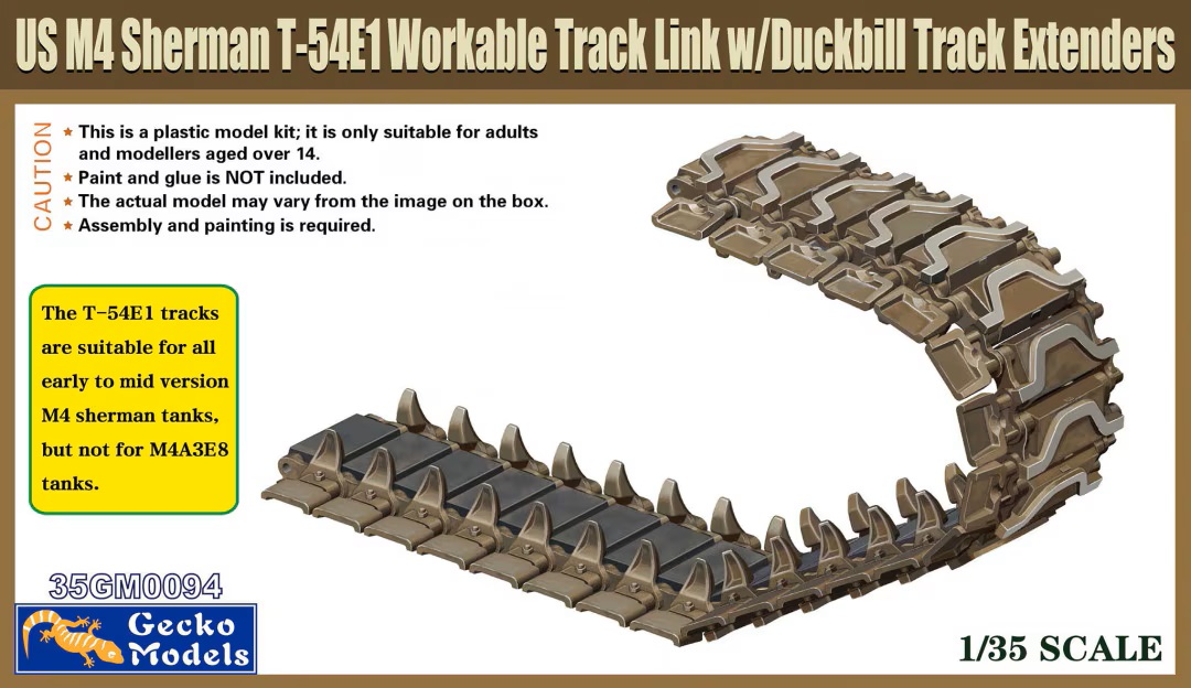 35GM0094  траки наборные  US M4 Sherman T-54E1 Workable Track Link w/ Duckbill  (1:35)
