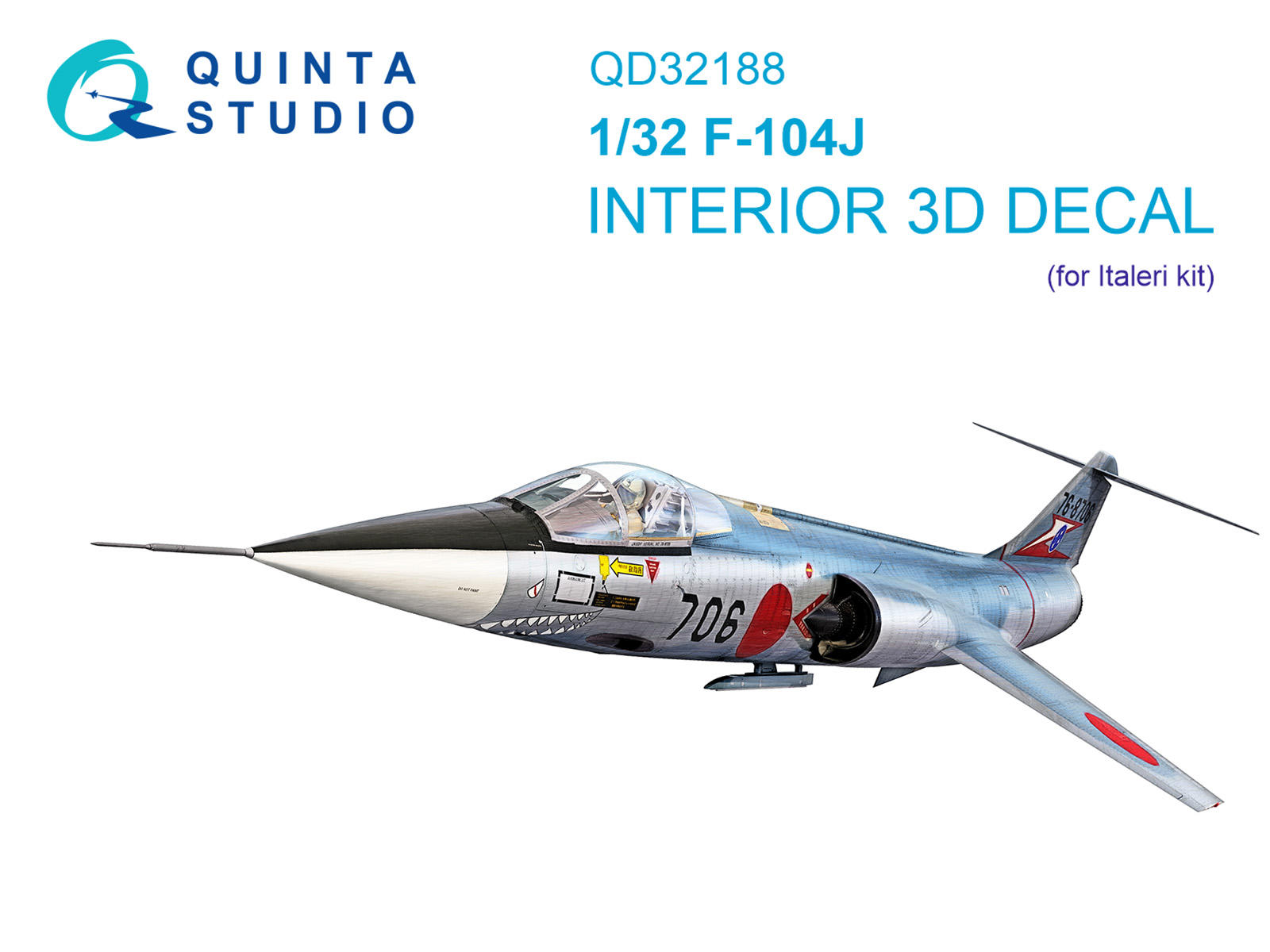 QD32188  декали  3D Декаль интерьера кабины F-104J (Italeri)  (1:32)