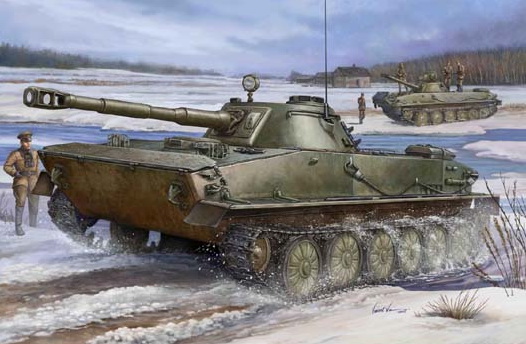 00380  техника и вооружение  Russian PT-76 Amphibious Tank  (1:35)