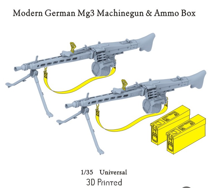 P35-218  дополнения из смолы  Modern German Mg3 Machinegun & Ammo Box  (1:35)