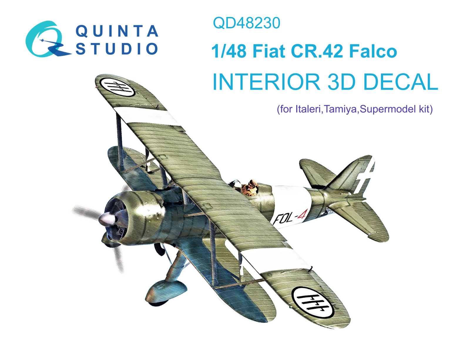 QD48230  декали  3D Декаль интерьера Fiat CR.42 (Italleri)  (1:48)