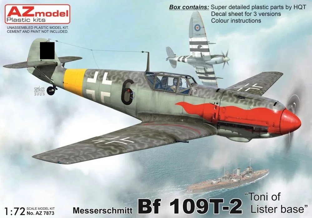 AZ7873  авиация  Messerschmitt Bf 109T-2 "Toni of Lister base"  (1:72)