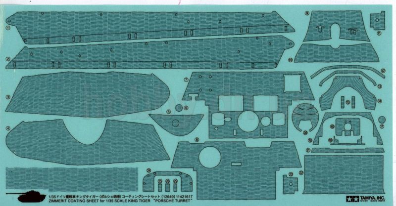 12649  дополнения из бумаги  Zimmerit Coating Sheet - King Tiger Porsche Turret  (1:35)