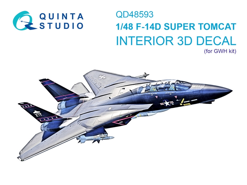 QD48593  декали  3D Декаль интерьера кабины F-14D Super Tomcat (GWH)  (1:48)