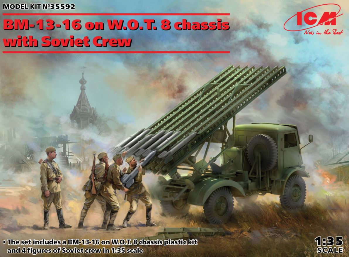 35592  техника и вооружение  BM-13-16 on W.O.T. 8 chassis with Soviet Crew  (1:35)