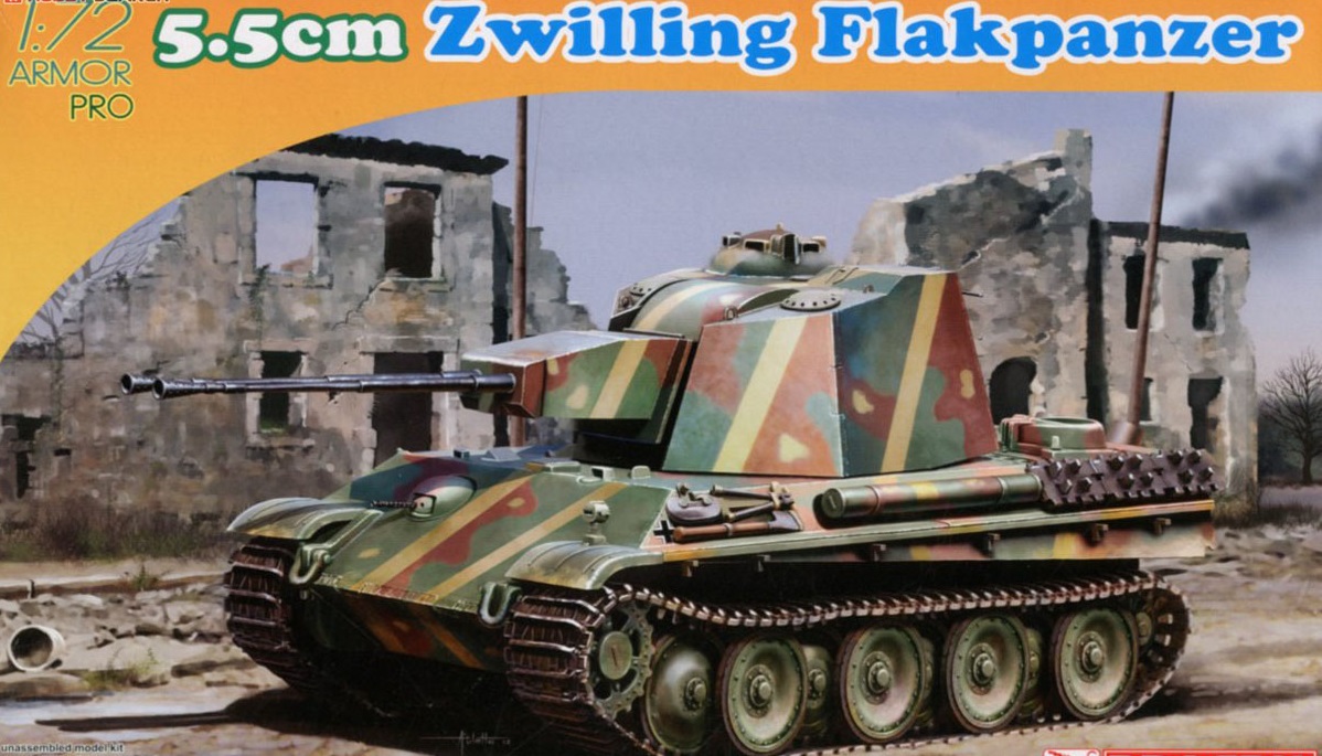 7488  техника и вооружение  5.5cm Zwilling Flakpanzer  (1:72)