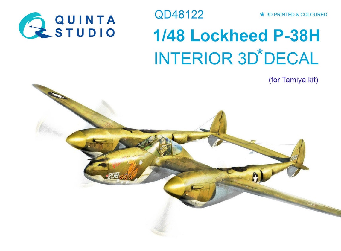 QD48122  декали  3D Декаль интерьера кабины P-38H (Tamiya)  (1:48)