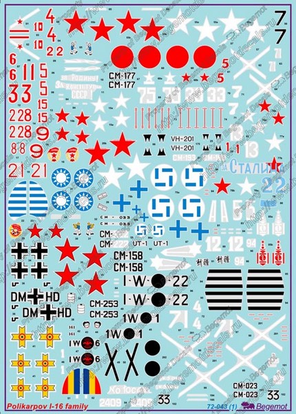 72043  декали  И-16  (1:72)