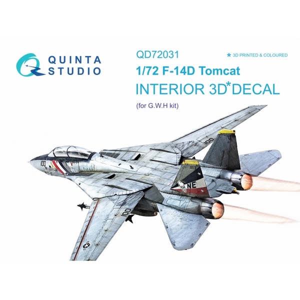 QD72031  декали  3D Декаль интерьера кабины  F-14D (GWH)  (1:72)