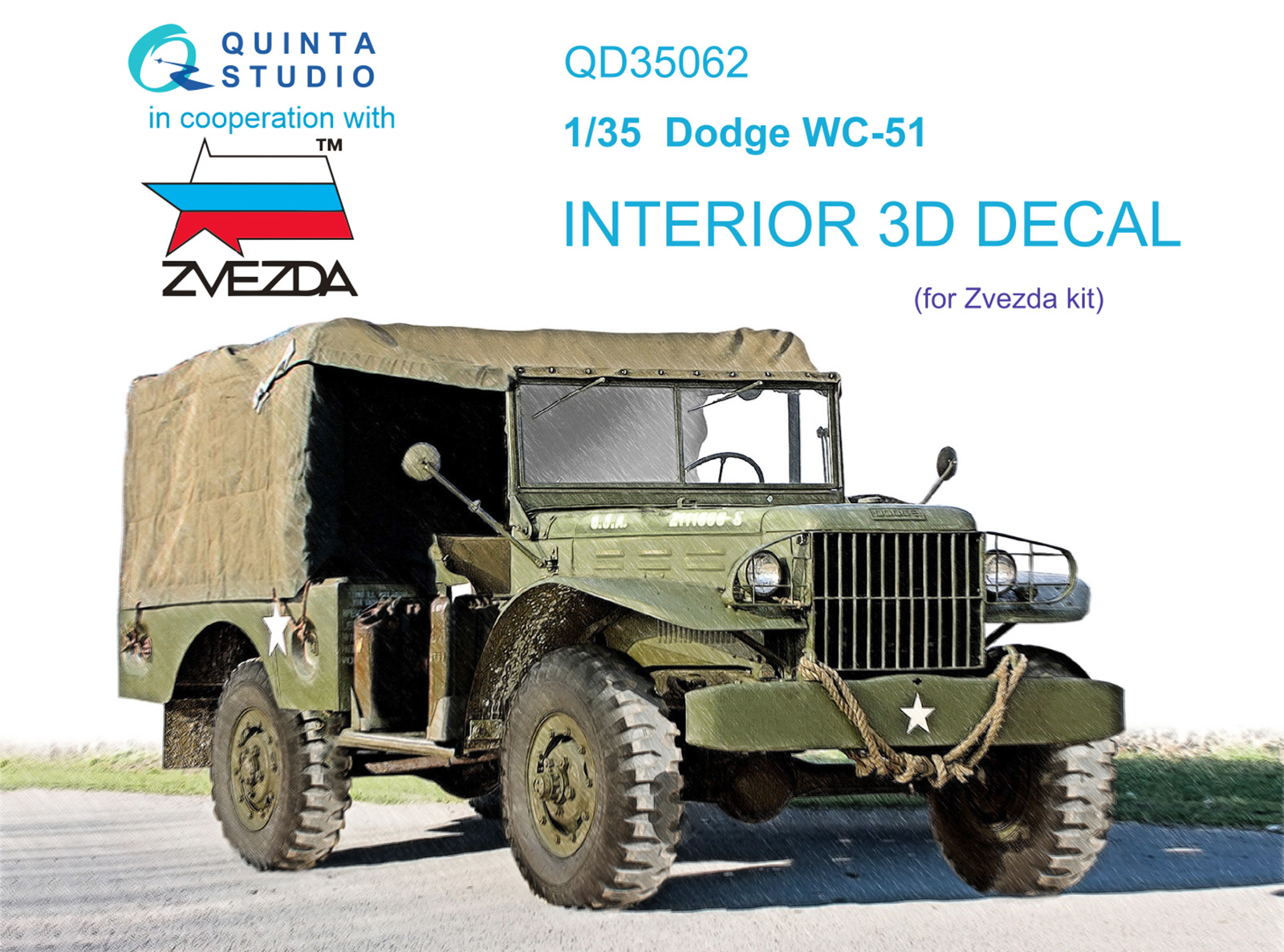 QD35062  декали  3D Декаль интерьера Dodge WC-51 (Звезда)  (1:35)